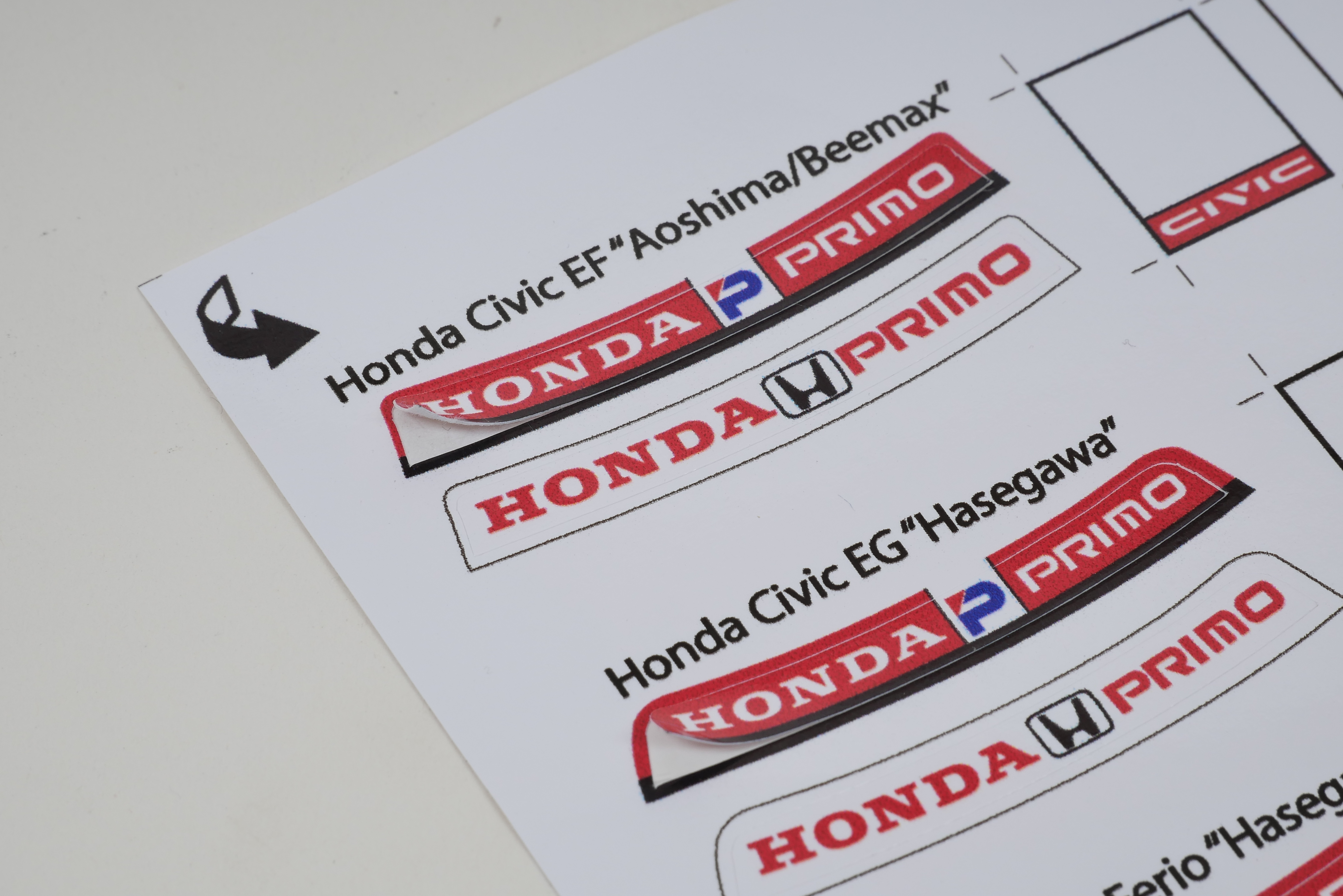 1/24 Civic Windshield Banners "HONDA PRIMO" for Fujimi/Hasegawa/Beemax kits 